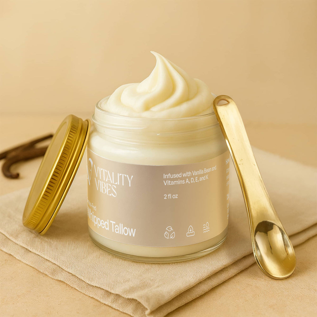 Whipped Grass-Fed Tallow Balm with Vanilla Bean